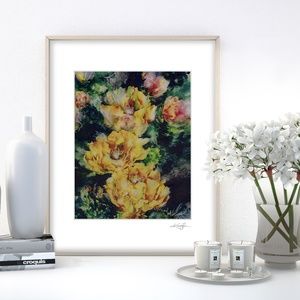 Prickly Pear Cactus Floral Art print in Mat